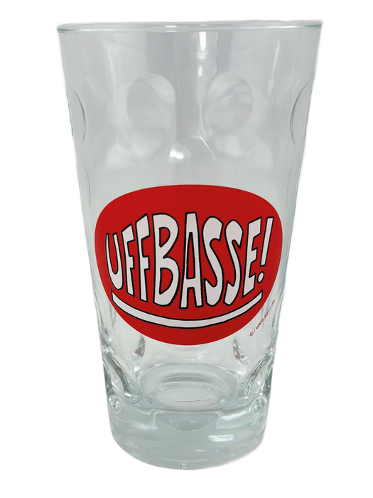 Bedrucktes Dubbeglas mit "Uffbasse"- Dubbeglas 0,5 Liter