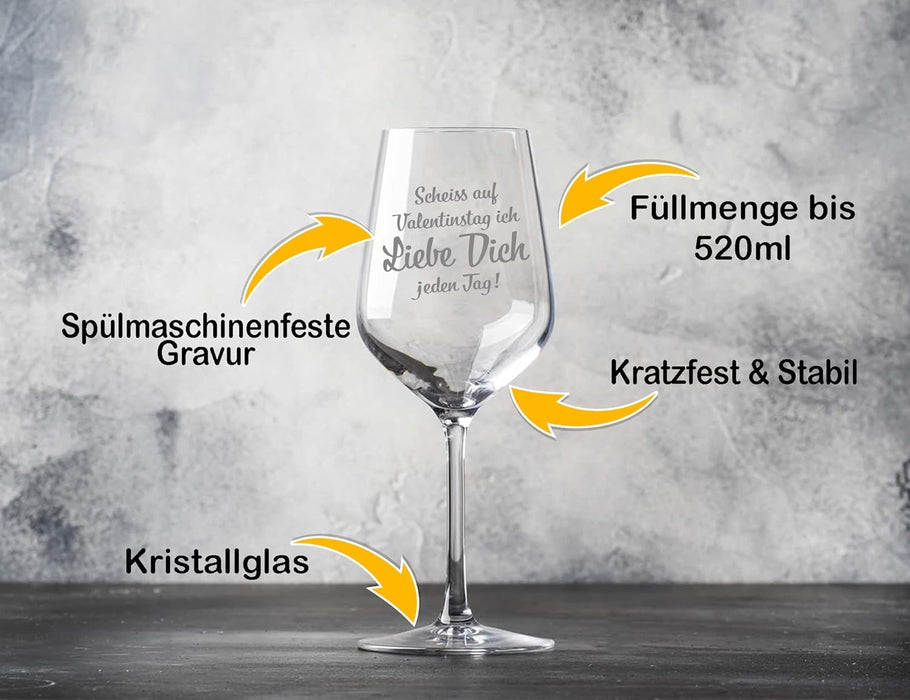 Valentinstag Weinglas (Scheiss auf Valentinstag…)