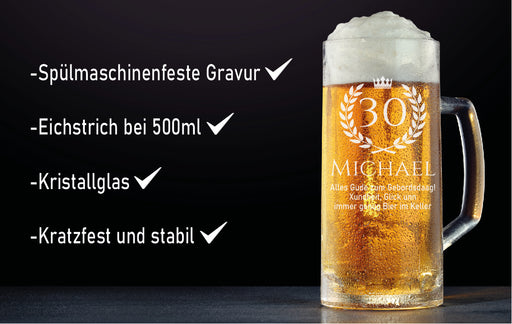 Bierglas mit Gravur uff Pfälzisch für Geburtstag - PFÄLZISCH.com