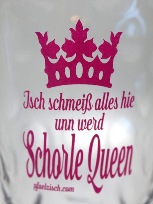 Pfälzer Schorle Queen Dubbeglas bedruckt - PFÄLZISCH.com