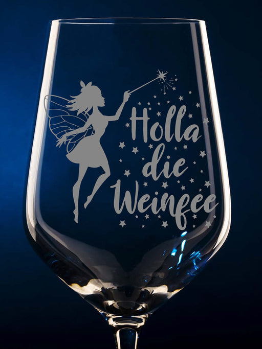 Weinglas mit Gravur "Holla die Weinfee - PFÄLZISCH.com