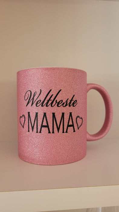 Weltbeste Mama- Tasse glitzer pink