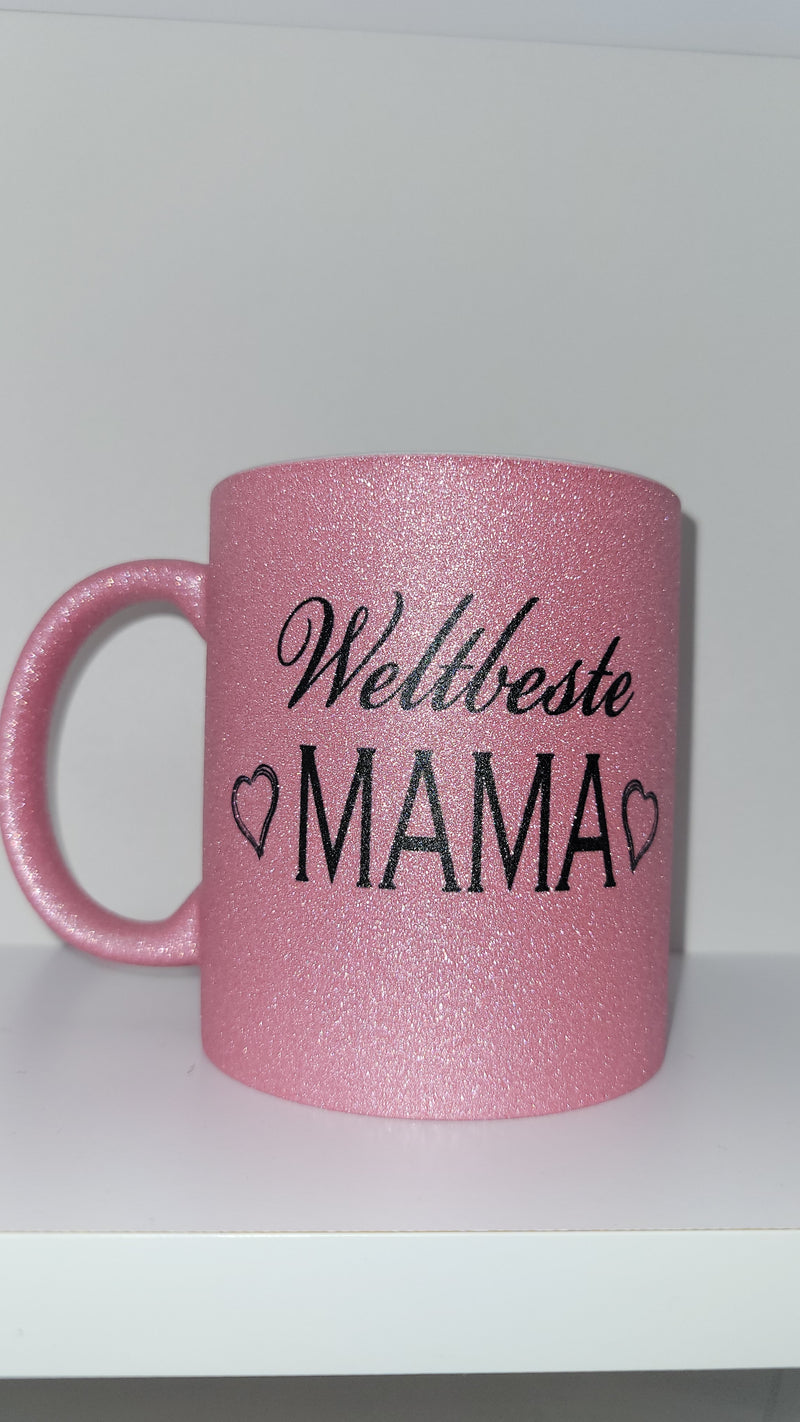 Weltbeste Mama- Tasse glitzer pink - PFÄLZISCH.com