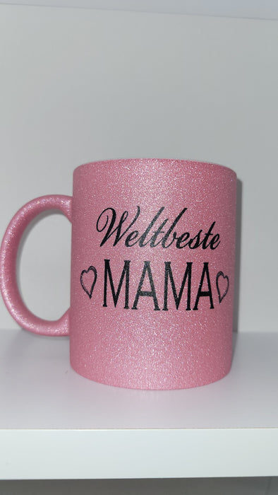 Weltbeste Mama- Tasse glitzer pink