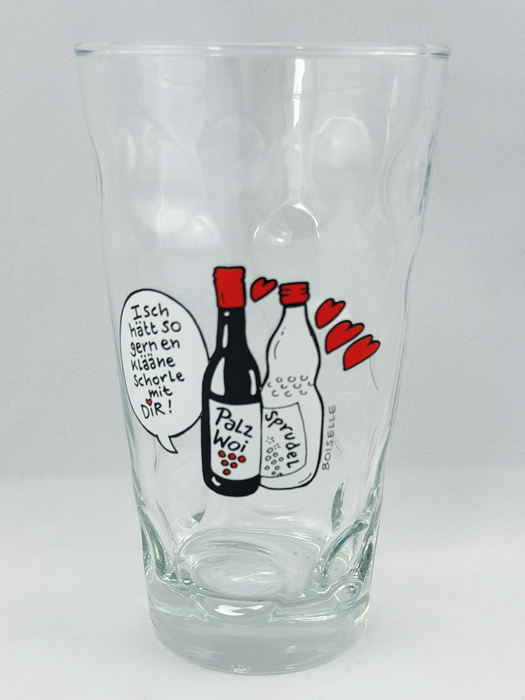 Bedrucktes Dubbeglas mit "Isch hätt so gern en kleene Schorle mit dir"- Dubbeglas 0,5 Liter
