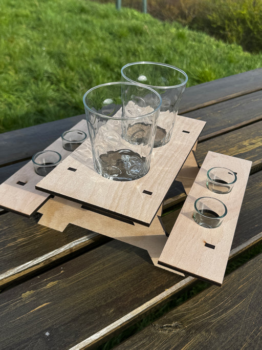 Dubbeglas Bank auch mit Schnapsgläser - PFÄLZISCH.com