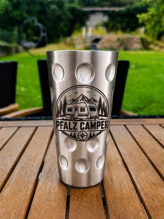 Edelstahlbecher „PFALZ CAMPER“ – Wohnwagen | Robuster Campingbecher