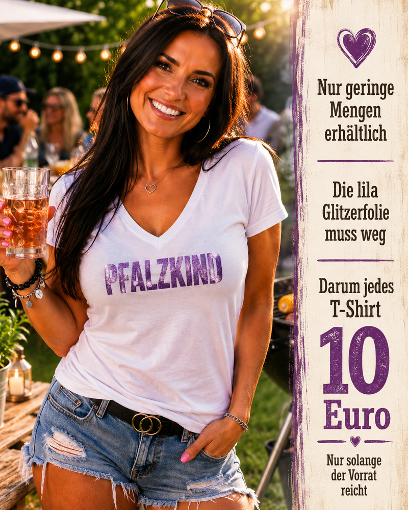 PFALZKIND Damen V-Ausschnitt Shirt – Glitzer Outlet