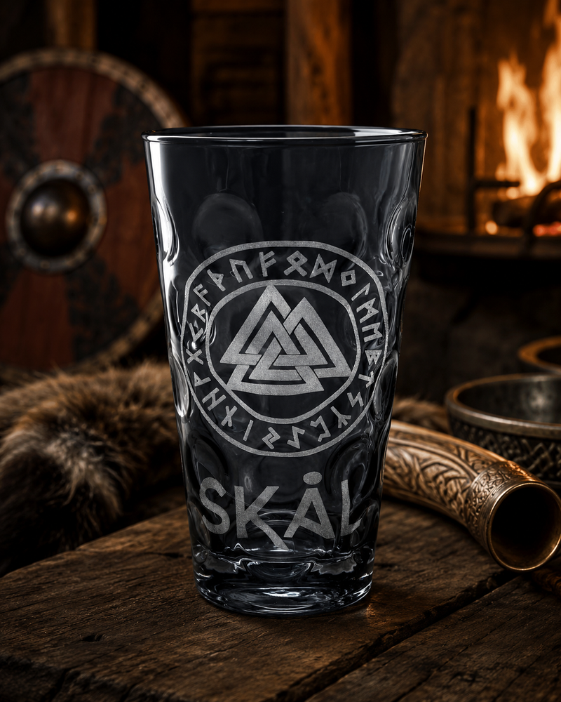 Dubbeglas grau glanz mit Gravur Skal