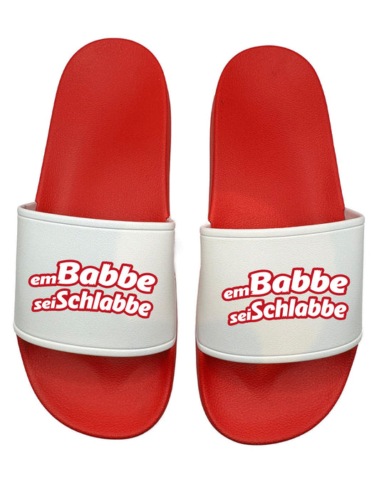 Em Babbe sei Schlabbe Badelatschen