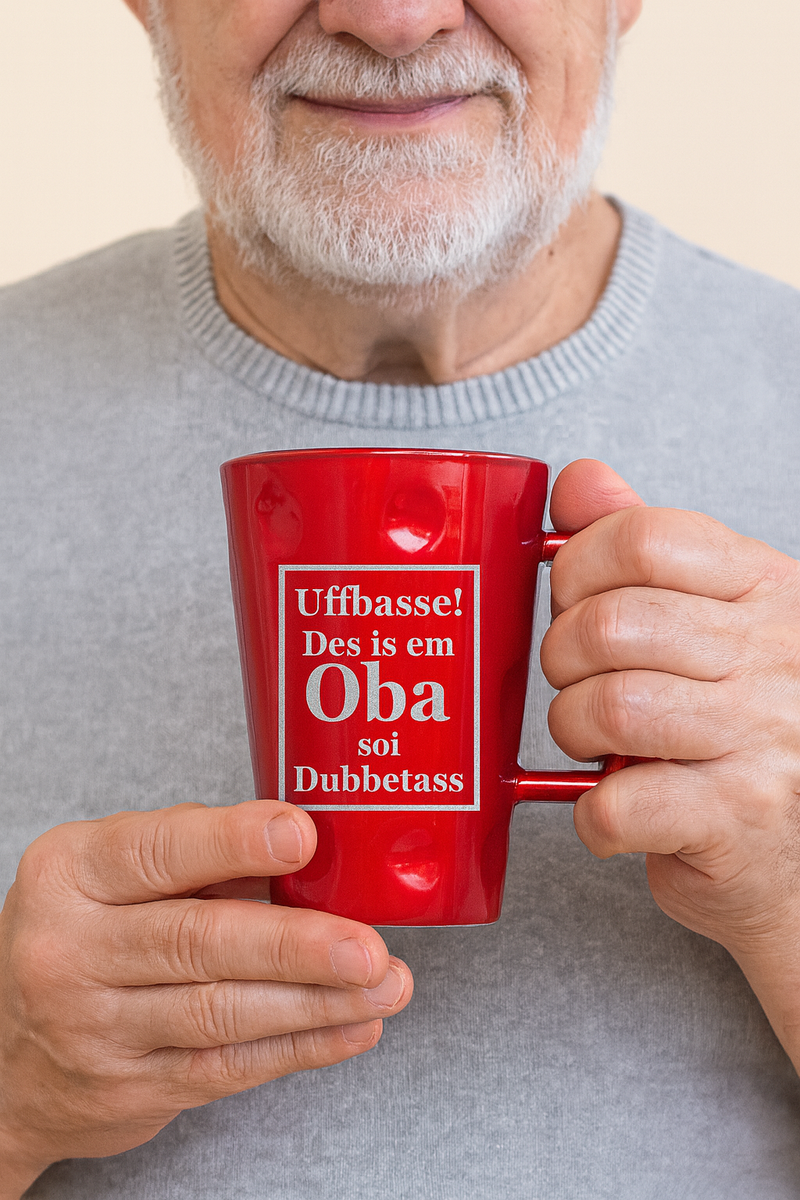 Pfälzer Tasse „Em Oba soi Dubbetass“ – Geschenk für Opa - PFÄLZISCH.com