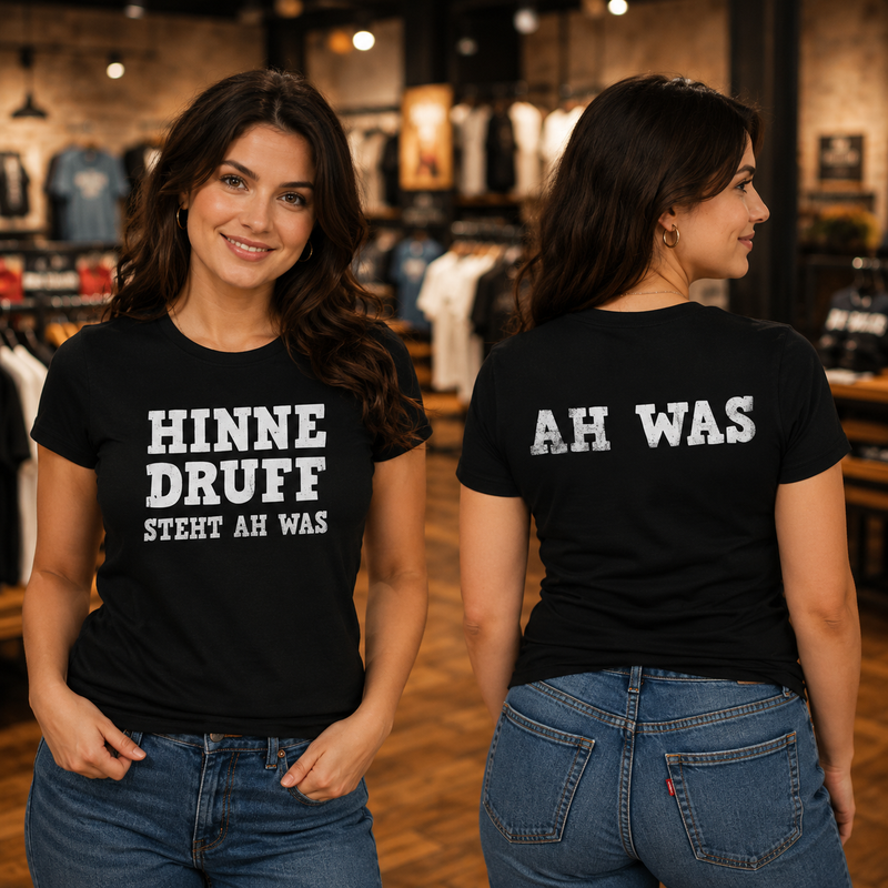 Damen Pfalz T-Shirt "Hinne druff steht ah was"
