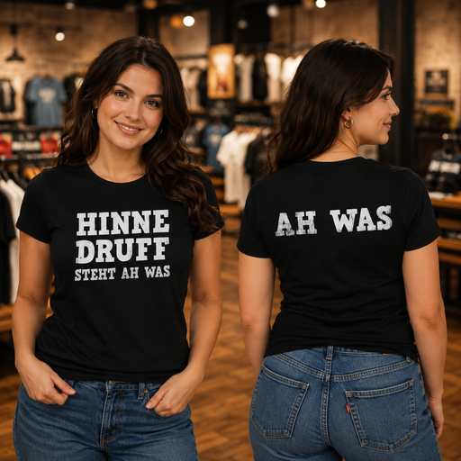 Damen Pfalz T-Shirt "Hinne druff steht ah was"
