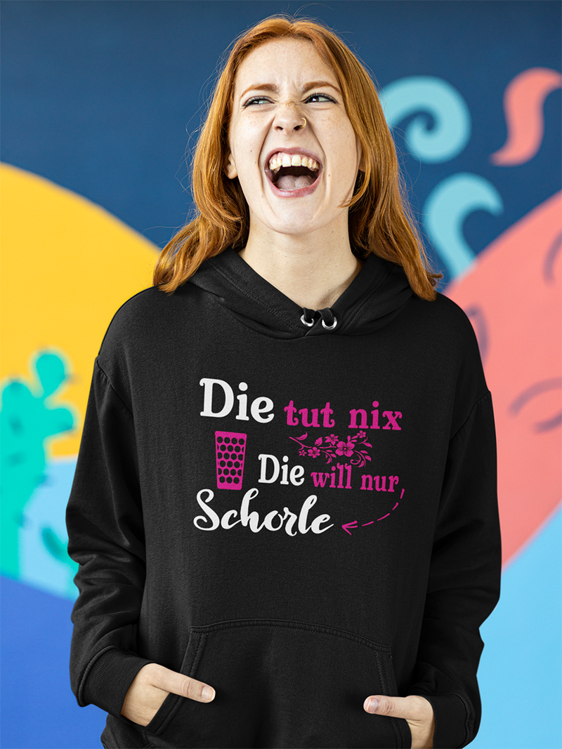 Die tut nix die will nur Schorle - Damen Kapuzenpullover - PFÄLZISCH.com