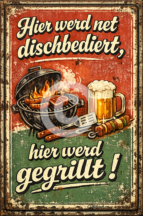 Hier werd net dischbediert (Alu Schild 2 Größen) - PFÄLZISCH.com