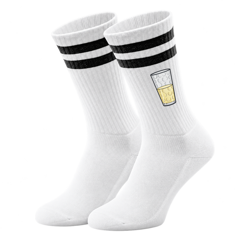 Tennissocken mit Dubbeglas-Motiv in Stick-Optik