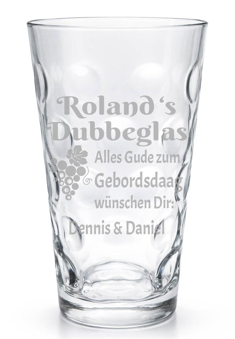 Dubbeglas mit Gravur für Geburtstag