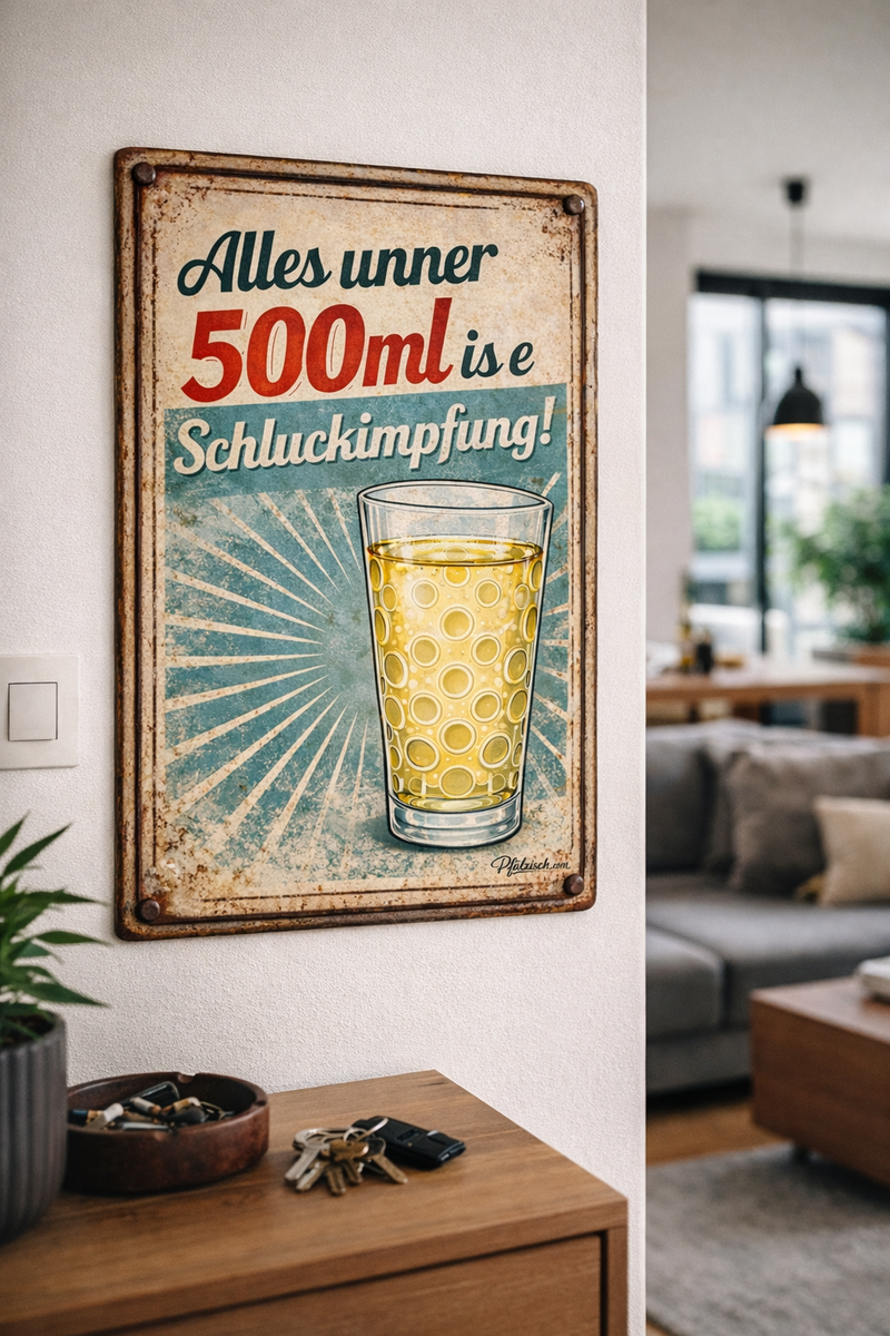 Alles unner 500ml is e Schluckimpfung (Alu Schild 2 Größen) - PFÄLZISCH.com