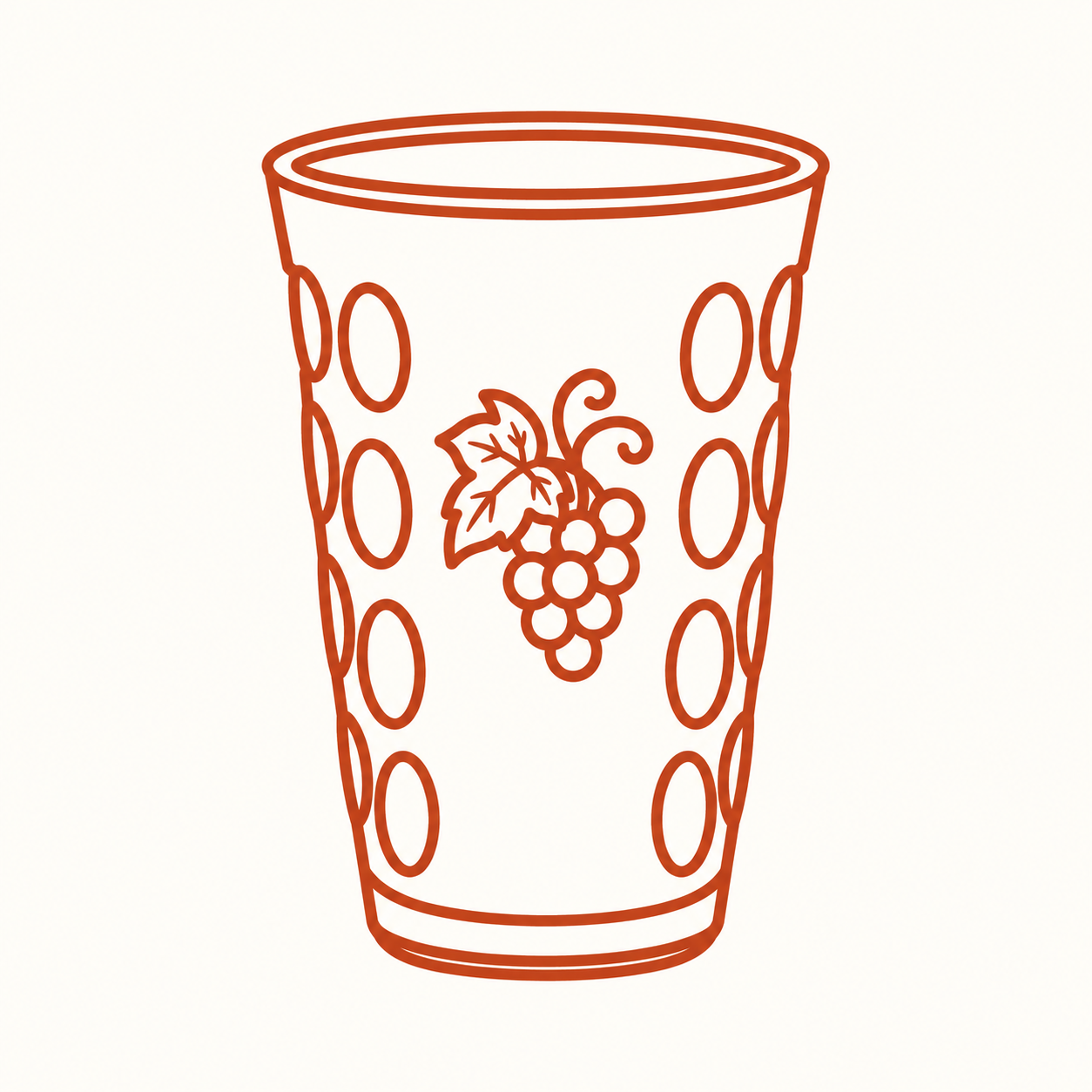 Gezeichnetes Dubbeglas mit Weintraube