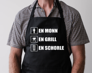 lustige Pfälzer Grillschürze für Männer - EN MONN EN GRILL EN SCHORLE- Geschenke für Männer - PFÄLZISCH.com