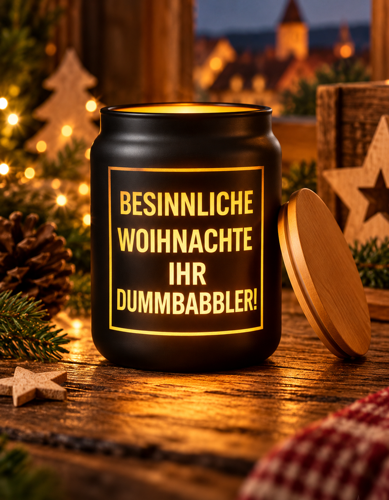 Besinnliche Woihnachte - 1 Liter Glas Pfalzleuchte - PFÄLZISCH.com