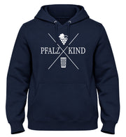 PFALZKIND Direction Herren-Hoodie in Navy mit Weinreben- und Dubbeglas-Motiv