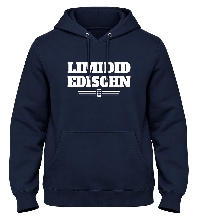 LIMIDID EDISCHN Herren Hoodie in Navy – Pfälzer Kapuzenpullover mit Motiv