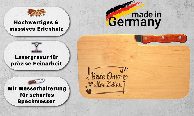 Schneidebrett mit Messer -Die beste Oma aller Zeiten - PFÄLZISCH.com