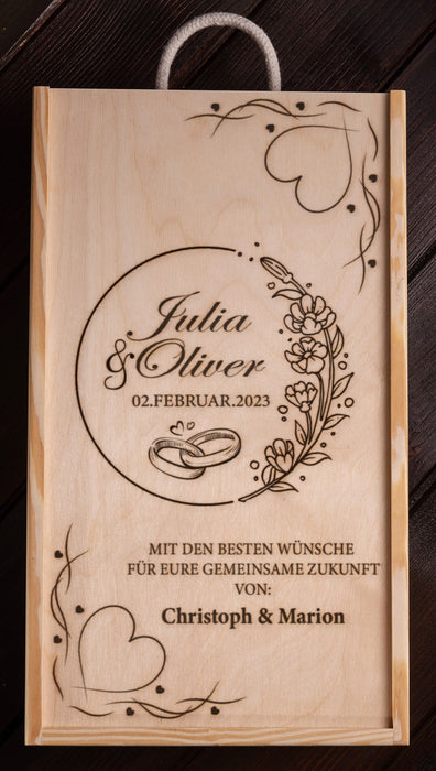 Personalisierte Holzkiste für Hochzeit