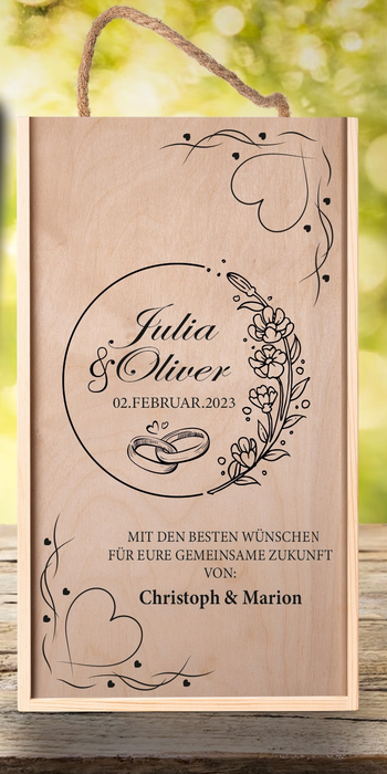 Personalisierte Holzkiste für Hochzeit