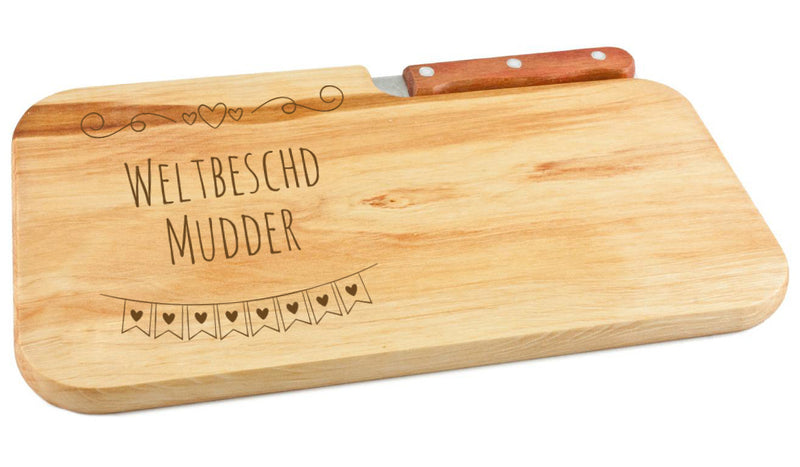 Schneidebrett mit Messer - Weldbeschd Mudder - PFÄLZISCH.com
