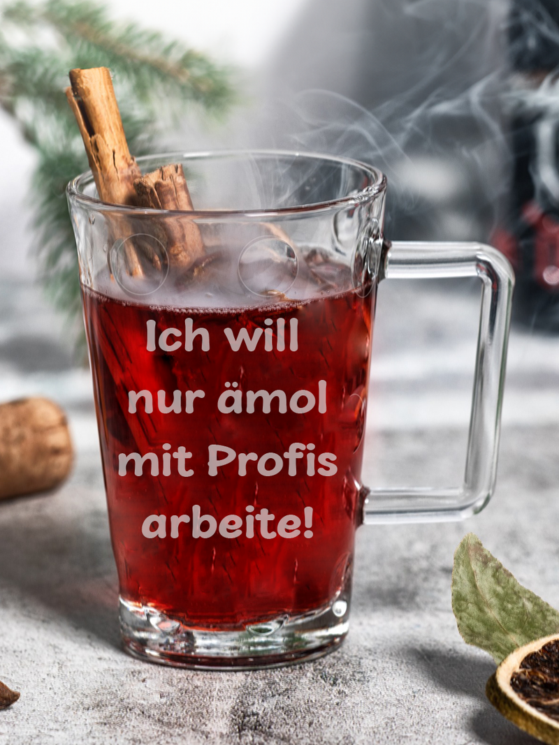 Dubbetässel "ämol mit Profis arbeite" (0,25l) - PFÄLZISCH.com