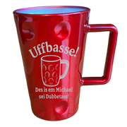 Personalisierte Pfälzer Tasse „Uffbasse! Des is em ... sei Dubbetass!“ – Geschenk mit Namen - PFÄLZISCH.com