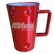 Freiwillige Feuerwehr Dubbetasse in rot mit Gravur - PFÄLZISCH.com