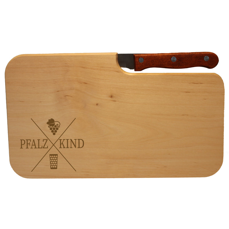 Schneidebrett mit Messer - Pfalzkind - PFÄLZISCH.com