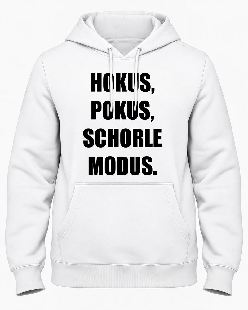 Hokus Pokus Schorle Modus Hoodie Herren in Weiß – Kapuzenpullover mit Schorle-Spruch
