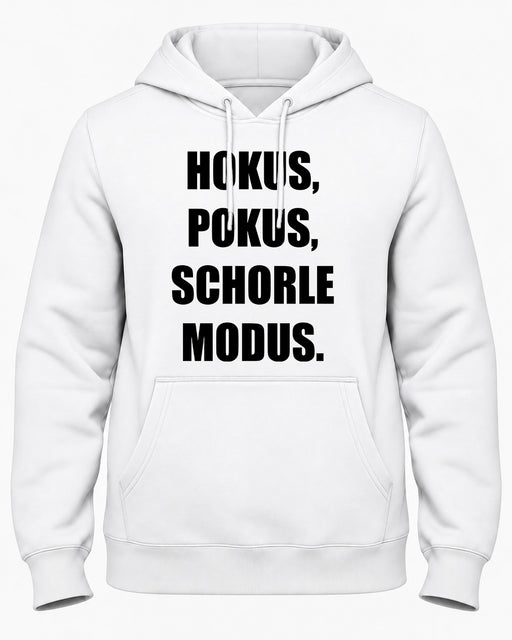 Hokus Pokus Schorle Modus Hoodie Herren in Weiß – Kapuzenpullover mit Schorle-Spruch