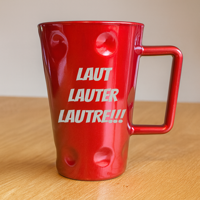 Rote Pfälzer Dubbetasse aus Glas250 ml  LAUT LAUTER LAUTRE!!! - PFÄLZISCH.com