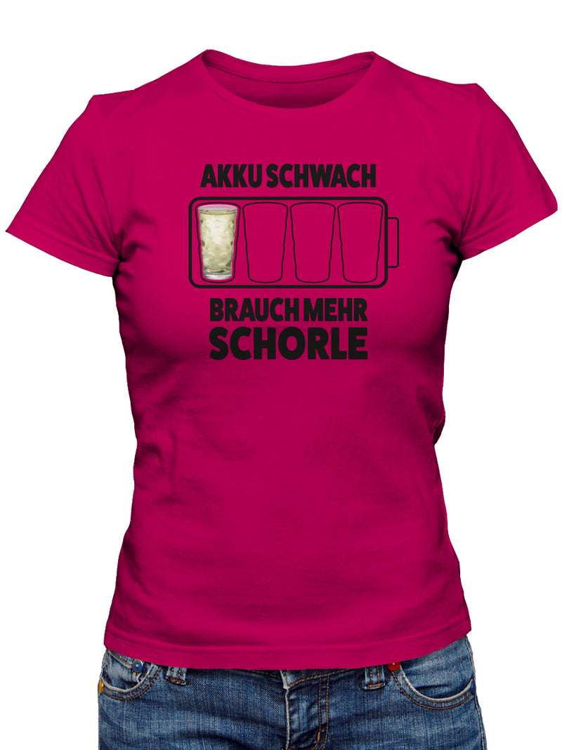 Dubbeglas T-Shirt - Akku schwach brauch mer Schorle - PFÄLZISCH.com