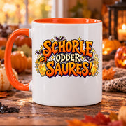 Pfälzer Halloween Tasse Schorle odder Saures mit Dubbegläsern und Fledermäusen