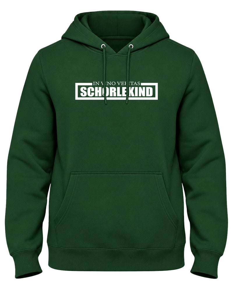 SCHORLEKIND – IN VINO VERITAS Herren Hoodie Waldgrün, weißes Motiv