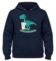 Schorlesaufus – Schorle Dino – Herren-Hoodie in Navy mit Dubbeglas und Dinosaurier-Motiv