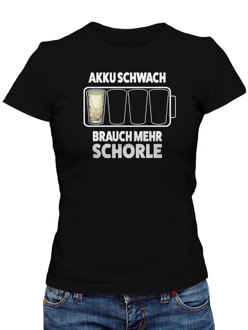 Dubbeglas T-Shirt - Akku schwach brauch mer Schorle - PFÄLZISCH.com