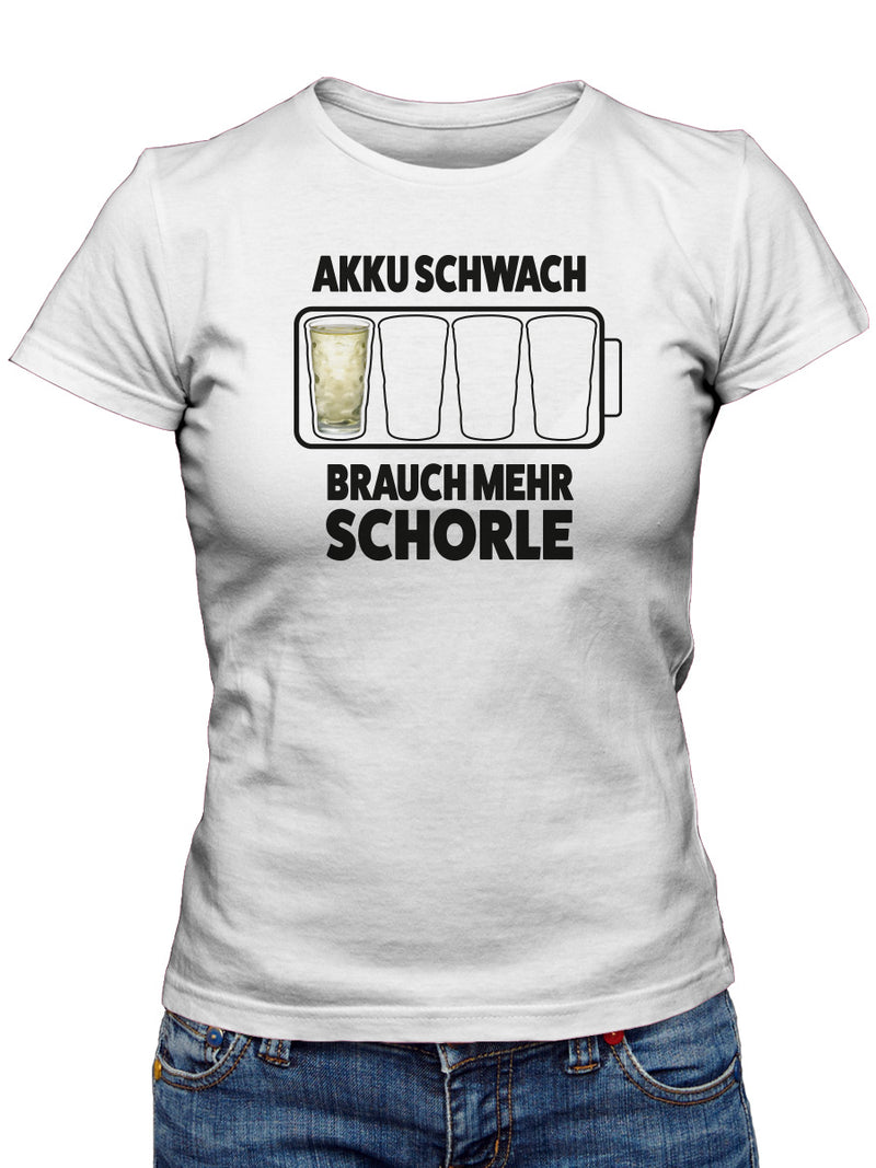 Dubbeglas T-Shirt - Akku schwach brauch mer Schorle - PFÄLZISCH.com