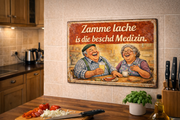 Zamme lache is die beschd Medizin (Alu Schild 2 Größen) - PFÄLZISCH.com