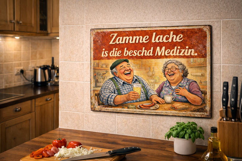 Zamme lache is die beschd Medizin (Alu Schild 2 Größen) - PFÄLZISCH.com