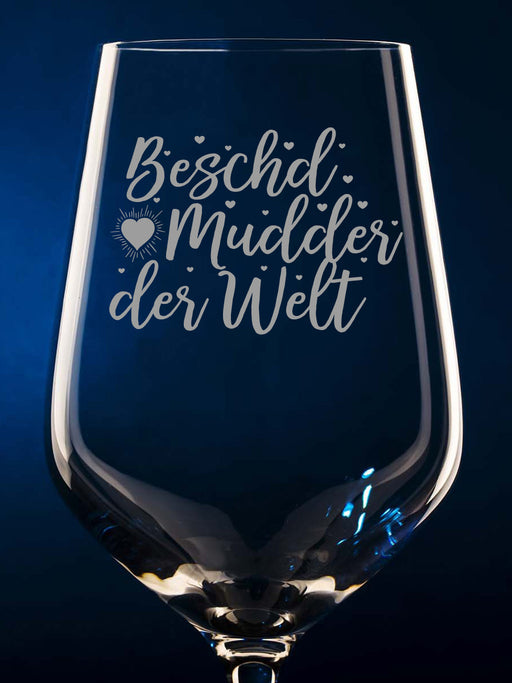 Weinglas mit Gravur "Beschd Mudder der Welt" - PFÄLZISCH.com