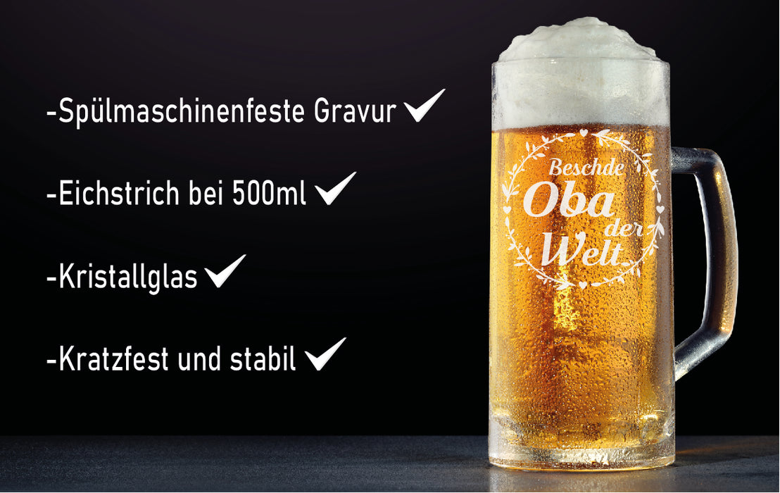 Bierglas mit Gravur "Beschde Oba der Welt" - PFÄLZISCH.com