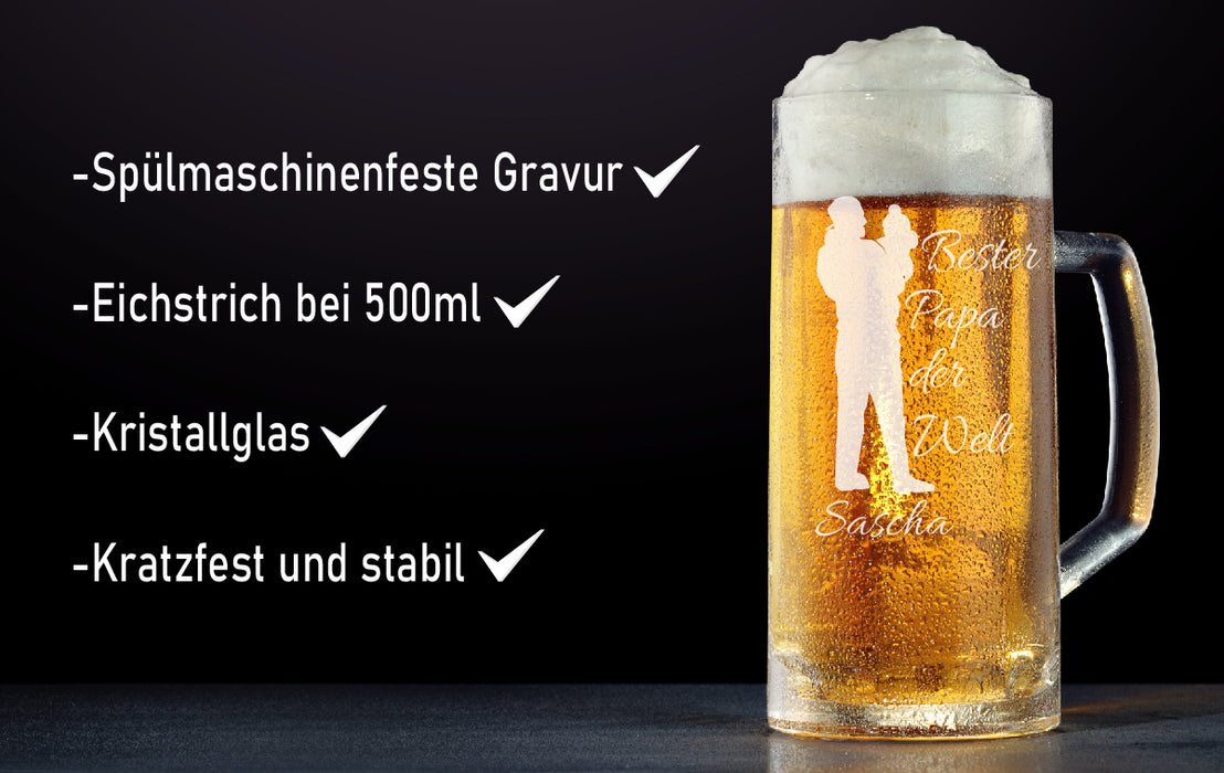 Bierglas mit Gravur "Bester Papa der Welt (Baby)" - PFÄLZISCH.com