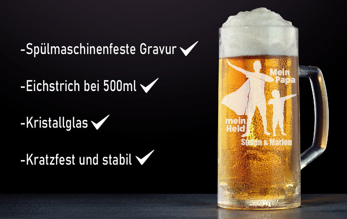 Bierglas mit Gravur "Bester Papa der Welt (Tochter)"